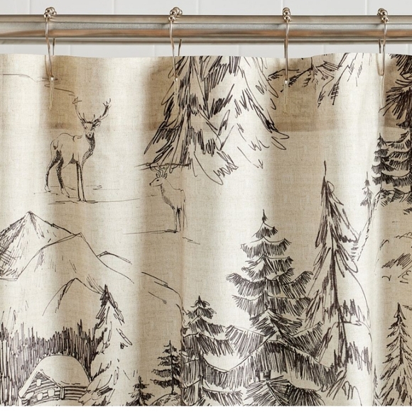NWT Pottery Barn Rustic Forest 100% Cotton Shower Curtain 72×72" - Picture 3 of 12